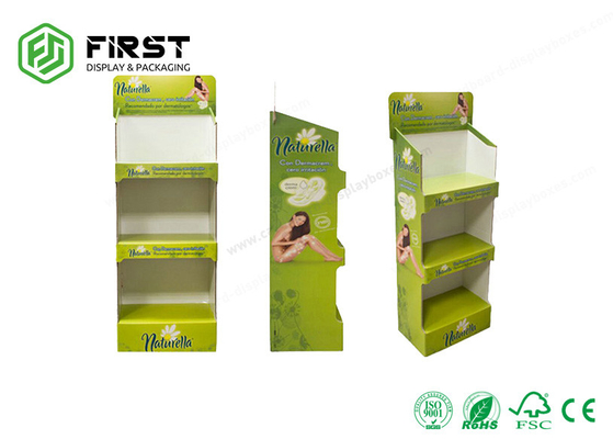 POP Printing Cardboard Floor Displays 3 Shelves Customized Logo For Retail Promotion