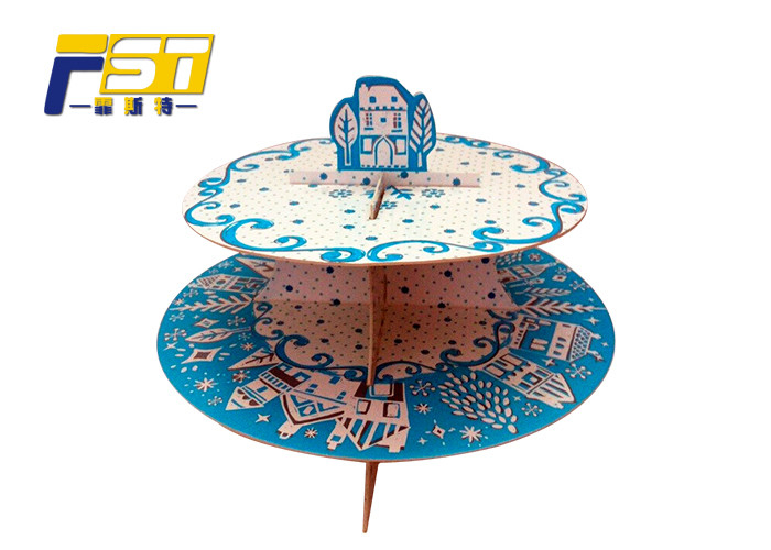Birthday Party 2 Tier Cardboard Cake Stand Eye Catching Environmental Friendly