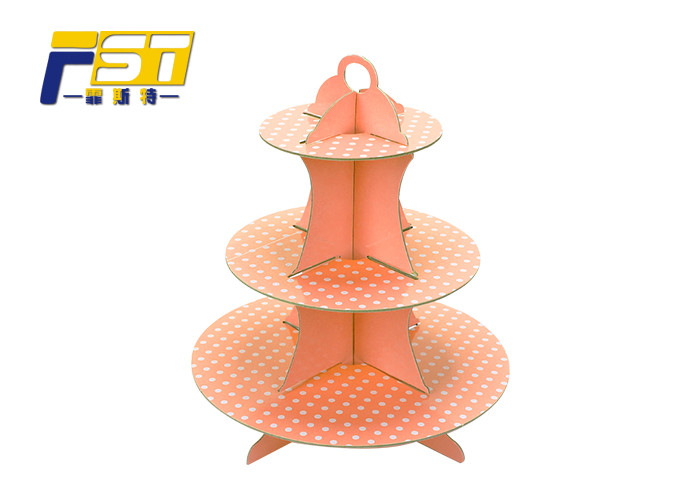 Retail Disposable Cardboard Cake Display Three Tiers 33.2cm Stable Structure