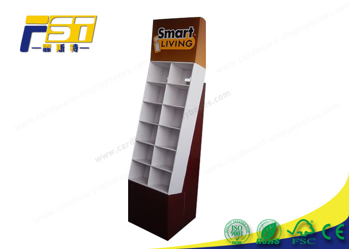 Corrugated Cardboard POP Displays Floor Stands 9 Grids Customized For Supermarket