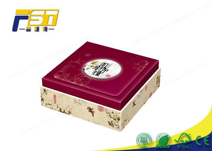 Custom Cardboard Wine High End Packaging Boxes , Red Mooncake Packaging Box