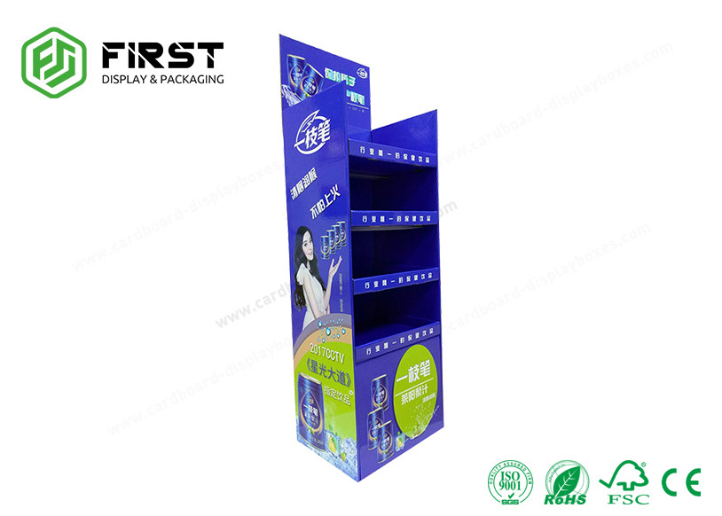 Custom Glossy Printed Promotion Pop Cardboard Shelf Display For Drink