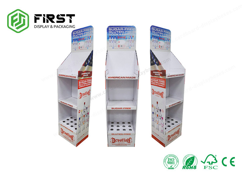 Custom Foldable 3 Shelves Cardboard Floor Displays Shelf With Good Quality Printing