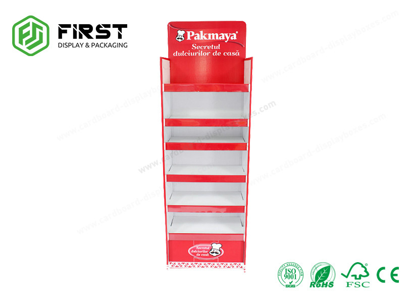 Custom Foldable Color Printing Corrugated Carton Floor Standing Display Units For Food