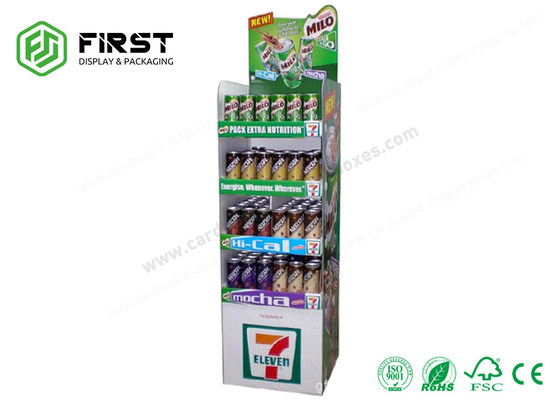 Folding Customized 4 Shelves Retail Promotion Beverage Cardboard Paper Floor Stand Display
