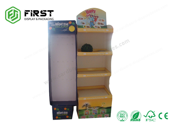 Floor Standing Foldable Color Printing Cardboard Floor Display Shelf Customized