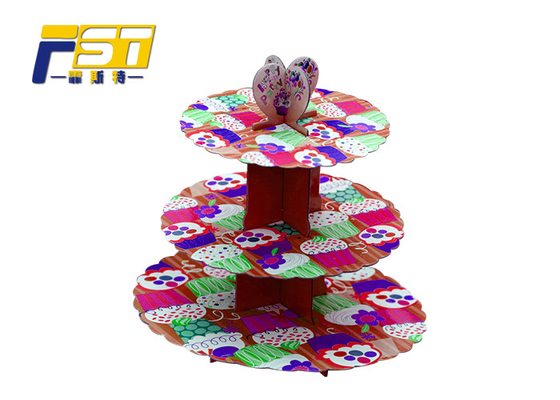 Eco - Friendly Cardboard Cupcake Tower Stand 3 Layers CMYK Printing With Art Paper