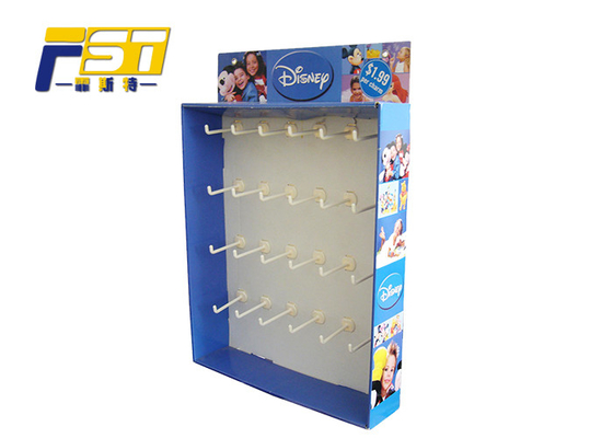 Cardboard Paper Side Wing Display , Size Customized Counter Hook Display Stand