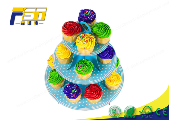 3 Tiered Cardboard Cupcake Stand , Colorful Cardboard Wedding Cake Stand SGS Approval
