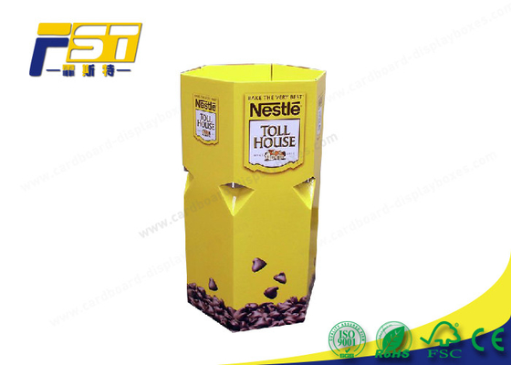 4C Color Cardboard Dump Bins Recyclable OEM / ODM Printed For Snack Promotion