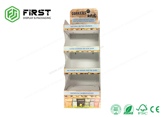 Easy Assembly Retail Corrugated Cardboard Display Floor Potato Chips Display Racks