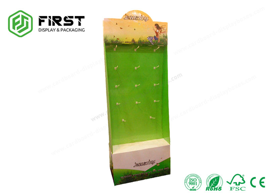 CMYK Printing Recyclable Pegboard Paper Cardboard Pop Up Floor Hook Displays Stand