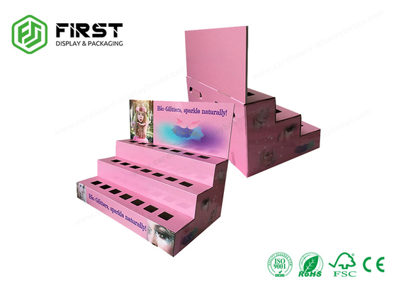 Custom Recycled Color Printed Cosmetic Cardboard Counter Paper Display Box With Holes For Retail
