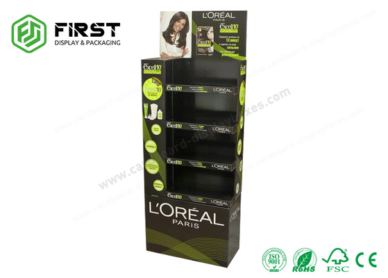 Colorful Printing Customized Recyclable POS Paper Cardboard Floor Display Stand For Cosmetics