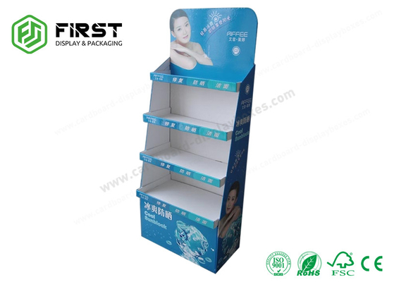 Custom Retail Promotion Paper Display Racks POP Skin Care Products Floor Corrugated Stand