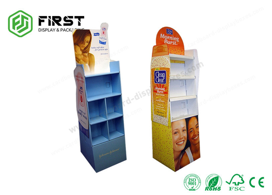 Customized Printing Advertising Cardboard Display Stand , Foldable POP Cardboard Display Shelf