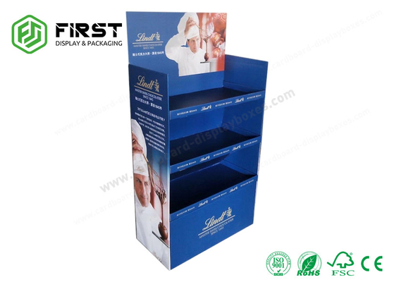 Customized Corrugated Carton Stand Foldable Cardboard Chocolate Floor Display Shelf