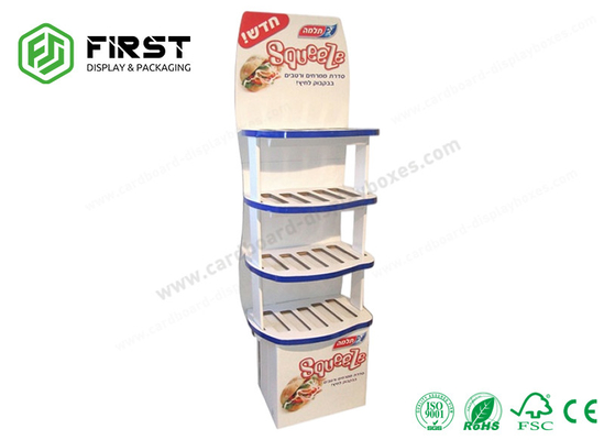 OEM Paper Shelf Stand Recyclable Cardboard Floor Display Shelf Rack Customized Printing