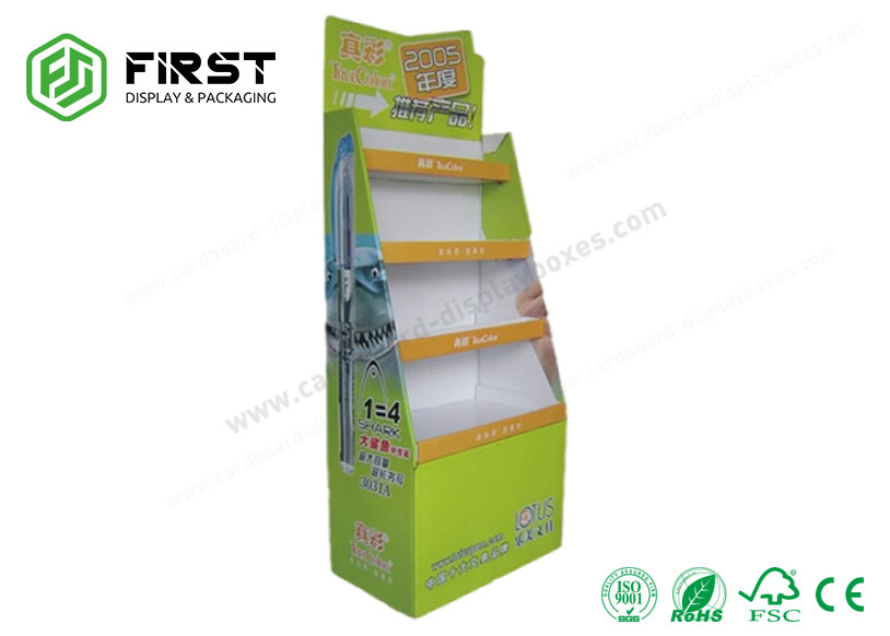 CMYK Printing Foldable Corrugated Paper Cardboard Floor Shelf Display For Promotion