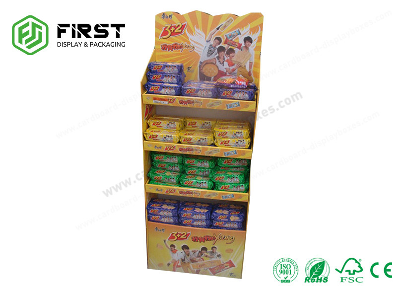 Customized Offest Printing Supermarket Retail Snack Cardboard Paper Floor Display Shelf Rack