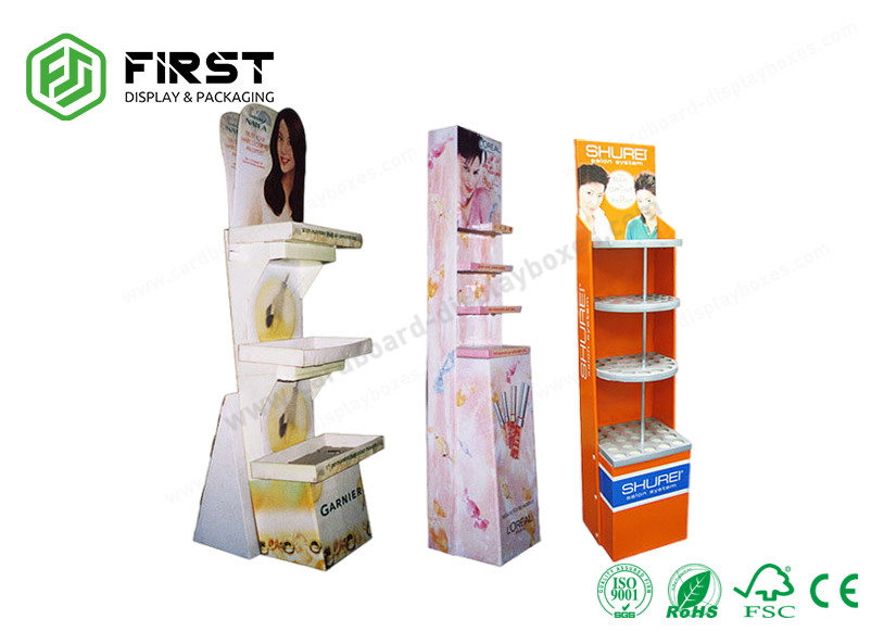Custom Retail Printed Pop Cardboard Cosmetic Display Carton Floor Display Stand