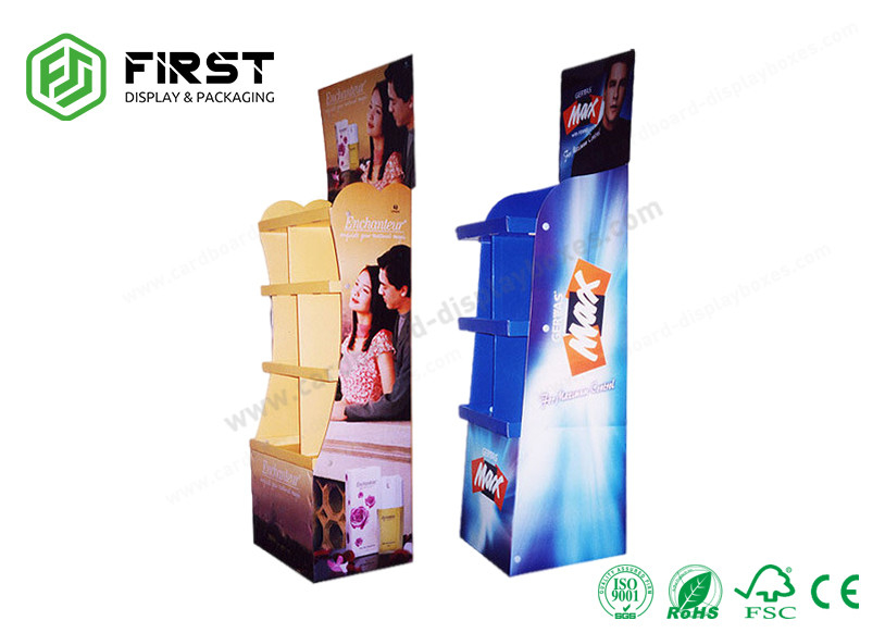 Custom Retail Printed POP Cardboard Cosmetic Display Paper Carton Floor Display Stand