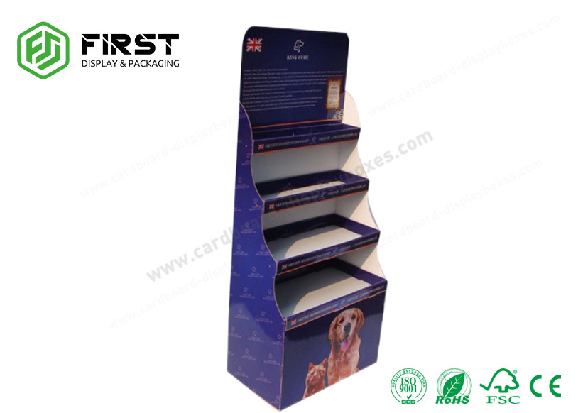Floor Standing Foldable Color Printing Cardboard Floor Display Shelf Customized