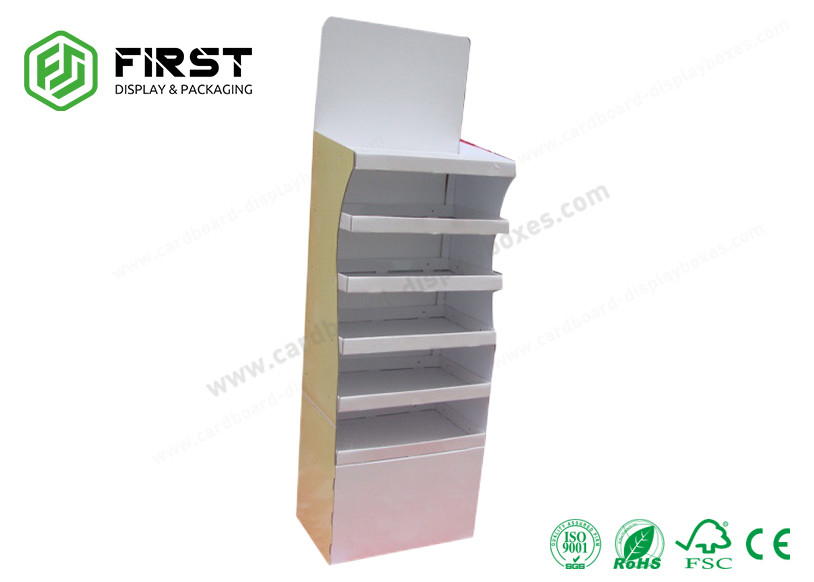 Retail Eco Friendly Cardboard Floor Display Stand Custom 4 Color Printing Paper Stand