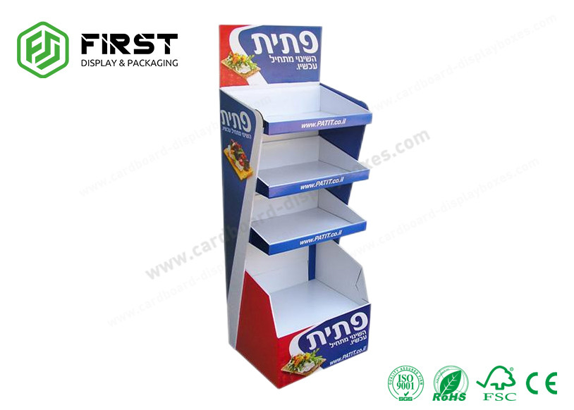 Retail Eco Friendly Cardboard Floor Display Stand Custom 4 Color Printing Paper Stand