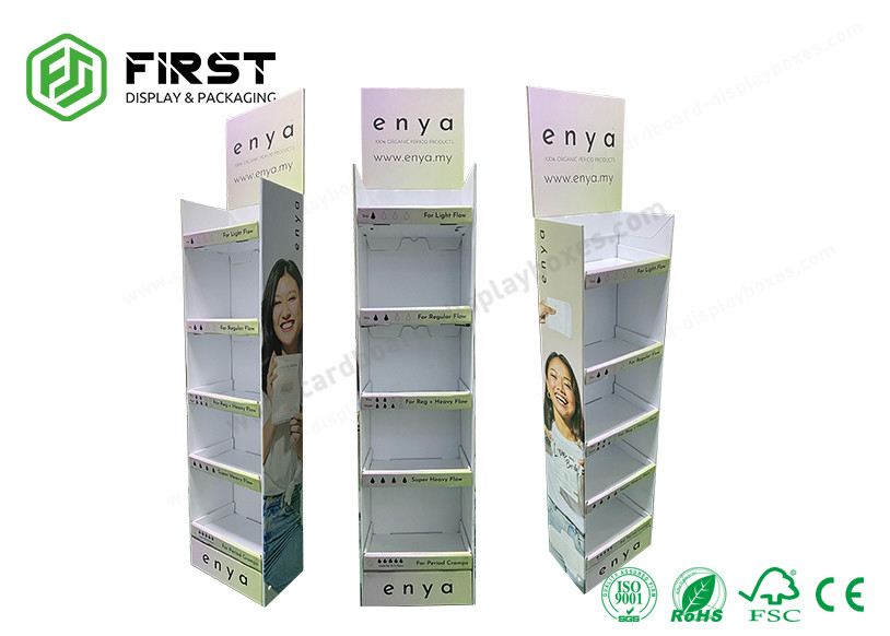 Custom Corrugated Floor Displays Recyclable Printing Paper Cardboard Floor Display Shelf