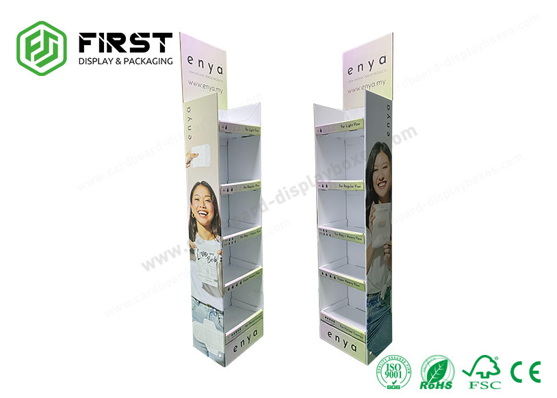 Custom Corrugated Floor Displays Recyclable Printing Paper Cardboard Floor Display Shelf