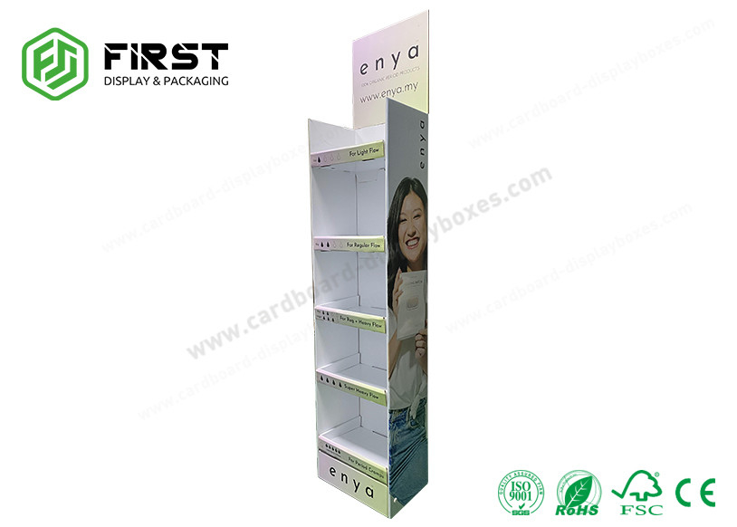 Custom Corrugated Floor Displays Recyclable Printing Paper Cardboard Floor Display Shelf