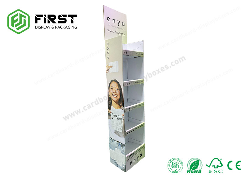 Custom Corrugated Floor Displays Recyclable Printing Paper Cardboard Floor Display Shelf