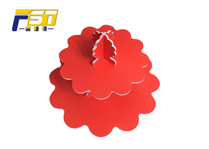 Bumping - Proof Red Cardboard Cake Stand Easily Recycled OEM / ODM Available
