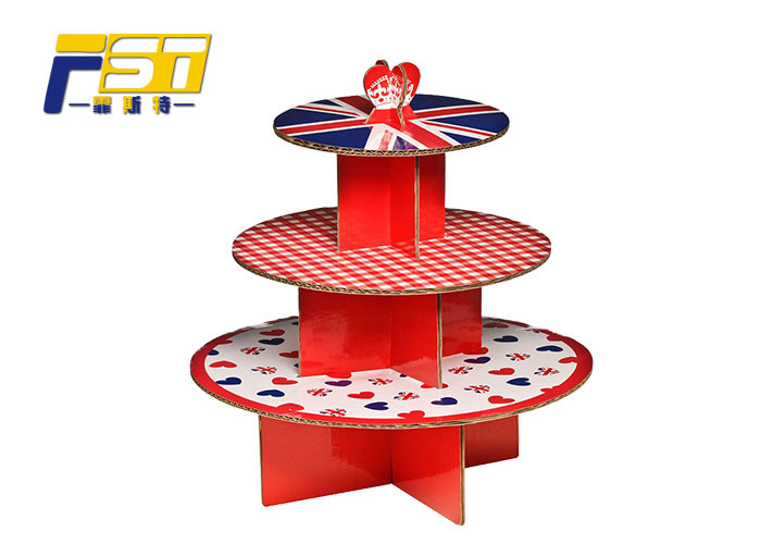 Eye Catching 3 Tier Cake Stand Cardboard High Durability Multi - Color For Wedding Party
