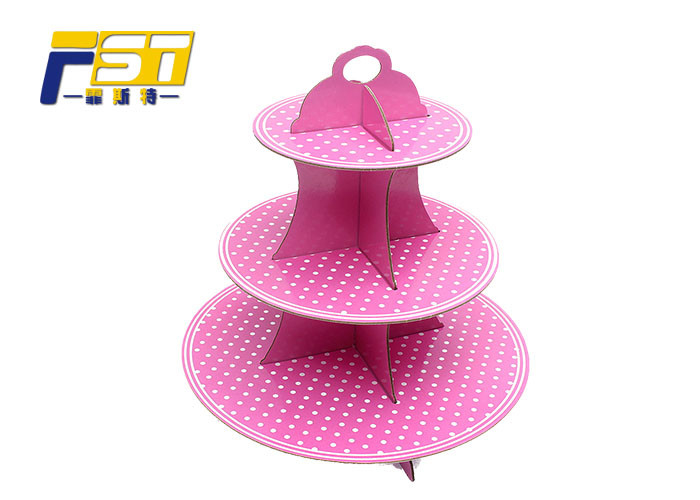 Eye Catching 3 Tier Cake Stand Cardboard High Durability Multi - Color For Wedding Party