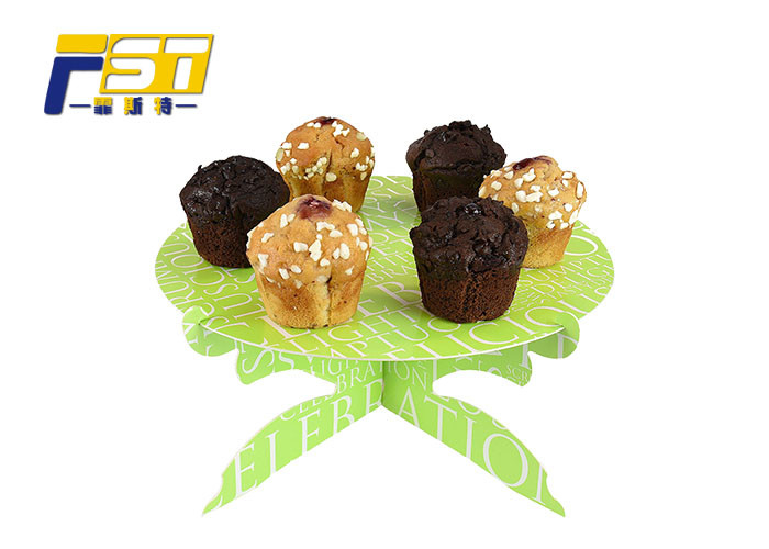 100% Recyclable 2 Tier Cardboard Cupcake Stand 4C Full Color Glossy / Matt Film Lamination