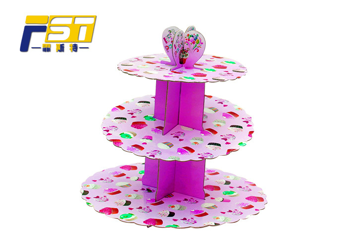 3 Tiers Full Color Printing Cardboard Paper Cupcake Display Stand Easy to Assembled