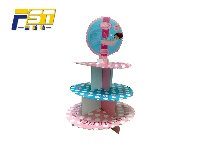 Durable Corrugated Paper Cardboard Cake Display , Light Cardboard Tiered Cake Stand