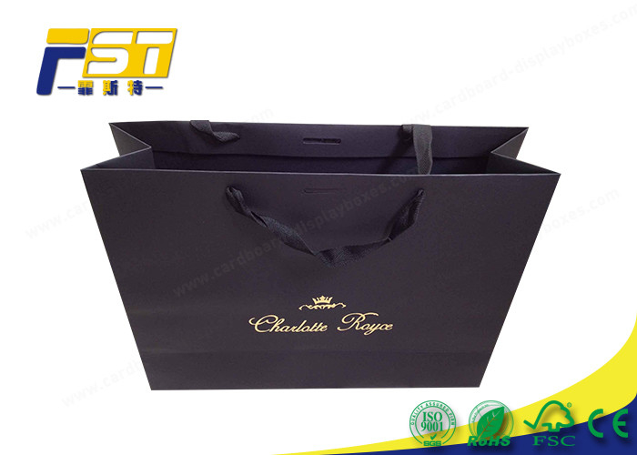 SGS Customized Logo Recycled Paper Bag UV Coating Surface For Clothing Packaging