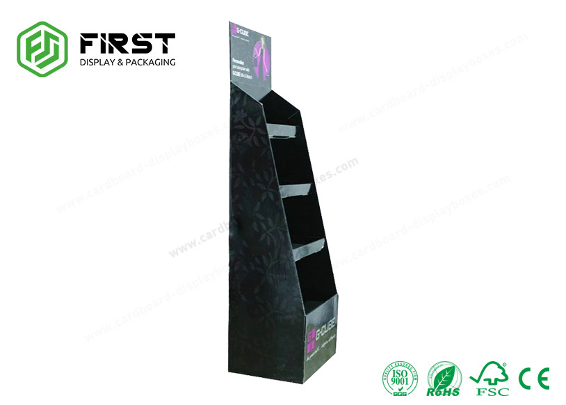4-Shelves POP Up Paper Cardboard Floor Display Rack With Glossy Lamination