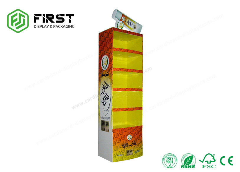 3 Tiers Corrugated Cardboard Floor Displays Stand With Customized Color Print