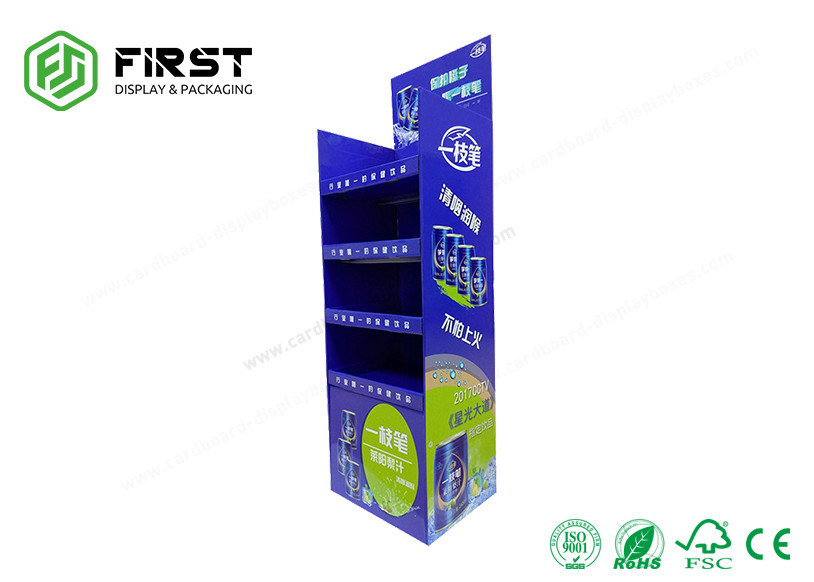 Custom Glossy Printed Promotion Pop Cardboard Shelf Display For Drink