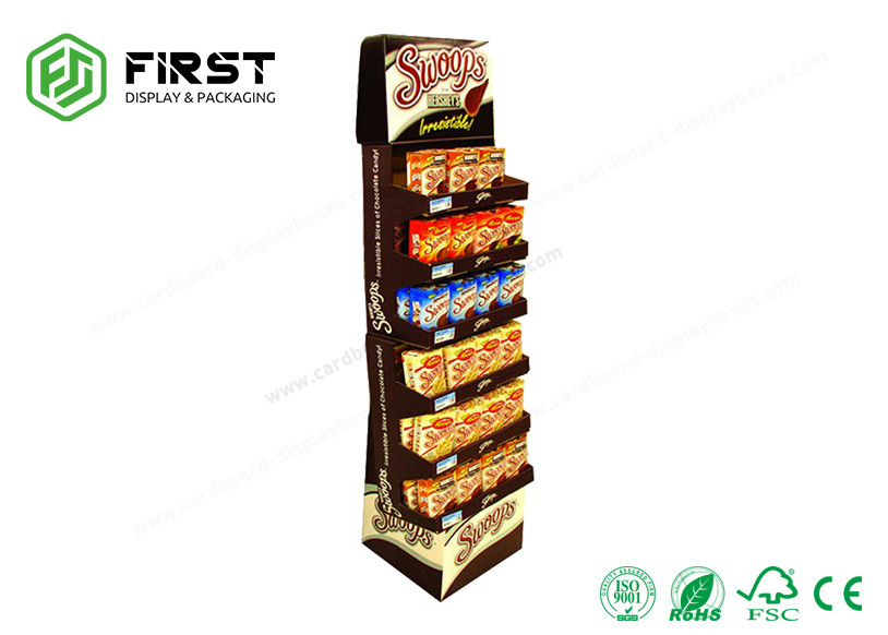 Snack Corrugated Cardboard Displays Racks , Cardboard Pop Up Display For Chocolates