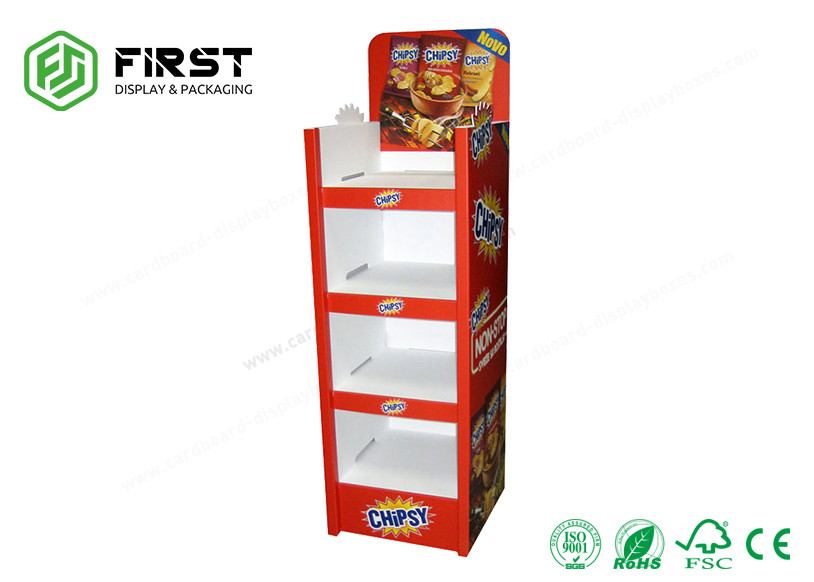 Easy Assembly Retail Corrugated Cardboard Display Floor Potato Chips Display Racks