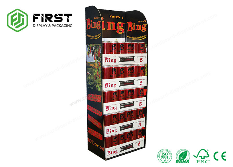 CMYK Printing Customized Corrugated Cardboard Floor Stand  For Drink Bottles
