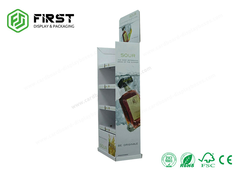 CMYK Printing Corrugated Cardboard Displays Stand Custom Design For Beverages