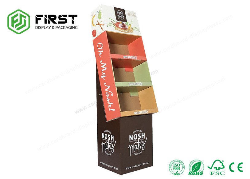 Custom Glossy Printed Logo Corrugated Paper Floor Display Stand For Exhibitions