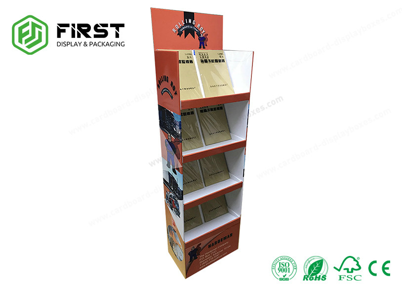 Customized Book Cardboard Display Stand, Exhibition Carton Floor Display