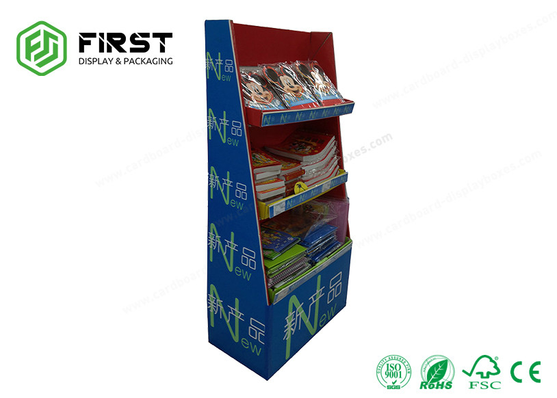 Multi Shelves Cardboard Floor Displays , Customizied Reusable Cardboard Book Display